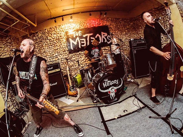 FIRE IN THE SKY Seminal British psychobilly band The Meteors fly into The Siren on Dec. 16. - PHOTO COURTESY OF THE SIREN