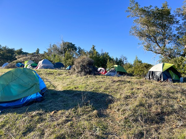 Camping out for a few days in Big Sur, Los Padres Forest Service rangers remove dead chaparral and vegetation as part of a community fuel break project. - PHOTO COURTESY OF LOS PADRES FOREST SERVICE