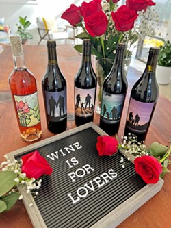 DESTINATION: LOVE "Bring your lover, friend, or come solo to our tasting room the weekend before Valentine's Day" for a special flight, says Kirsten Thom, co-owner of Rh&ocirc;nedonn&eacute;e at SLO's Duncan Alley. - PHOTO COURTESY OF RHONEDONNEE WINES