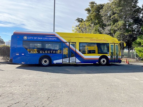 CLEAN RUN The city of SLO currently has two battery electric buses under SLO Transit's care, and is anticipating six more of them to be more in compliance with the California Air Resource Board. - PHOTO COURTESY OF CITY OF SLO PUBLIC WORKS