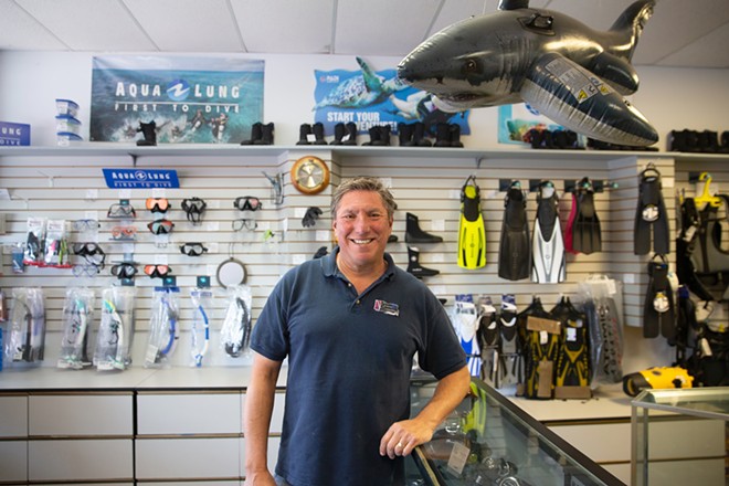 ONE-STOP SHOP Established in 1990, SLO Ocean Currents is a full-service operation. Owner Anthony Reynolds ensures the Best Dive Shop sells the best quality SCUBA and snorkel gear, and its staff of instructors and dive pros offer certifications, education, boat charters, and more. - PHOTO BY JAYSON MELLOM