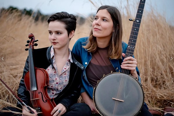OLD-TIME MOUNTAIN MUSIC Allison de Groot and Tatiana Hargreaves play a Seven Sisters Folklore Society concert in the historic Octagon Barn Center on May 21. - PHOTO COURTESY OF ALLISON AND TATIANA