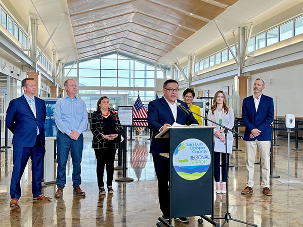 CREATED URGENCY U.S. Rep. Salud Carbajal (center) credited SLO County Regional Airport and its neighboring residents' efforts on bringing awareness to local PFAS contamination for helping him advance the bipartisan Clean Airport Agenda into law. - PHOTO COURTESY OF SALUD CARBAJAL'S OFFICE