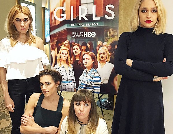ADULTING (Left to right) Shoshanna (Zosia Mamet), Marnie (Allison Williams), Hannah (Lena Dunham), and Jessa (Jemima Kirke) are four friends navigating adulthood in New York City in HBO's Girls. - PHOTO FROM @GIRLSHBO INSTAGRAM