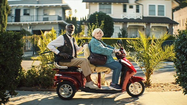 DARING DUO Ben (Richard Roundtree of Shaft fame) and Thelma (June Squibb) set off across Los Angeles on a mobility scooter to retrieve June's money lost to a phone scammer, in Thelma, screening in local theaters. - COURTESY PHOTO BY DAVID BOLEN/MAGNOLIA PICTURES