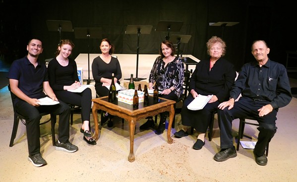 TEAM REHEARSAL SLO REP actors read lines for the August 2019 staged-reading performance of The Humans written by Stephen Karam and directed by John Battalino. It tells the story of breaking family traditions. - PHOTO COURTESY OF PATTY THAYER