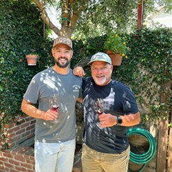 DYNAMIC DUO Chase Carhartt (left), of Los Olivos' Carhartt Family Wines, will head to Paso Robles to co-host a collaborative winemaker dinner with Sherman Thacher (right) on Saturday, Oct. 5, in Thacher Winery's historic Kentucky Ranch Barn. - PHOTO COURTESY OF THACHER WINERY