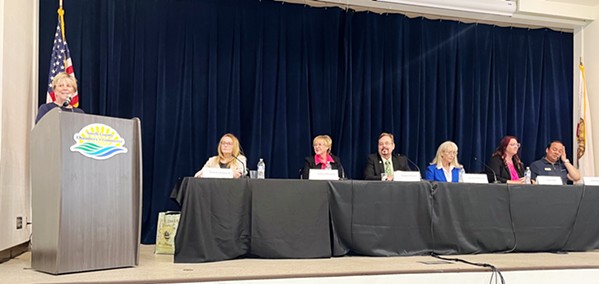 OUR VALUES Grover Beach candidates discuss why they are running and what changes they would like to bring to the city during a recent forum hosted by the League of Women Voters of SLO County. - PHOTO BY SAMANTHA HERRERA