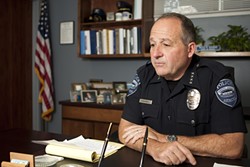 &lsquo;UH OH&rsquo; :  A driveway full of mulch prompted Arroyo Grande Police Chief Steve Annibali to park on the street, where a thief smashed his car window and stole a pouch holding the chief&rsquo;s gun and badge. - FILE PHOTO BY STEVE E. MILLER