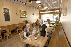 OOH LA LA! :  General Manager Annie Bourg (left) and owner Carolyn Fagnani run Broad Street Tavern, a new downtown establishment with a European caf&eacute; twist. - PHOTO BY STEVE E. MILER