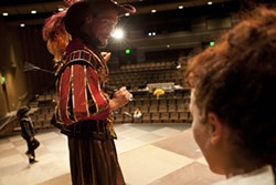 A ROYAL PAIN :  Nik Johnson is a flamboyantly fussy King Louis III in The Three Musketeers, staged at Cuesta College. - PHOTO BY STEVE E. MILLER
