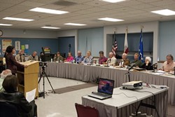 BUREAUCRAT BRADY BUNCH :  The Morro Bay City Council and Cayucos Sanitary District Board of Directors comprise the Joint Powers Authority tasked with making decisions regarding the wastewater treatment plant upgrade. - PHOTO BY STEVE E. MILLER