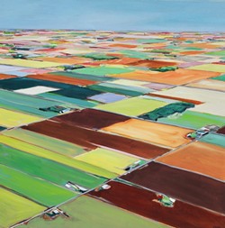 FIELD OF DREAMS:  Glynis Tinglof paints abstract aerials, like 'Color Fields' (pictured), in her Los Osos-based studio. - IMAGE COURTESY OF GLYNIS TINGLOF
