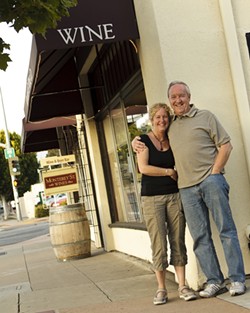 EDUCATED PALATES :  UCSB Professor Patrick Faverty and Kris Johnson, a former teacher, recently acquired and refined a signature shop in San Luis Obispo for connoisseurs of local wine, Monterey Street Wines. - PHOTO BY STEVE E. MILLER
