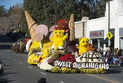 SWEET SHENANIGANS! :  For the second consecutive year, Cal Poly SLO and Cal Poly Pomona&rsquo;s jointly constructed Rose Parade float won the Lathrop K. Leishman Trophy for the most beautiful non-commercial entry. - PHOTO BY TOM ZASADZINSKI; COURTESY OF CAL POLY SLO & POMONA
