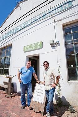 DAIRY LIFE:  Third-generation dairy farmer and Harmony Valley Creamery owner Alan Vander Horst (left) aims to restore and refresh Harmony&rsquo;s historic creamery building with a restaurant serving up Swiss-Italian grub and a creamery shop featuring fresh cheese curds, milk, butter, semi-soft cheeses, and ice cream. Project manager Tom Halen (right) provides the hospitality know-how. - PHOTO BY KAORI FUNAHASHI