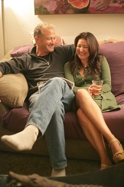 COZY AND COMFY :  Ted Thayer and Aurajoy Van Dyck crack themselves up. - PHOTO BY GLEN STARKEY