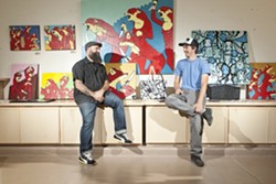 THE BEST OF FRIENDS:  Artists Neal Breton (bearded, left) and Jeff Claassen have teamed up to open Fiasco Gallery, a new art space at Paso Robles&rsquo; Studios on the Park. - PHOTO BY STEVE E. MILLER