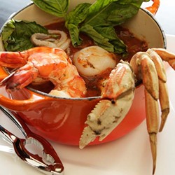 A RICH LUNCH :  Cioppino brimming with seafood is now available for lunch on Mondays at Ciopino. - PHOTO BY STEVE E. MILLER