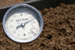 THE HEAT IS ON:  With the right combination of nitrogen, carbon, moisture, and oxygen, a hot compost can quickly climb to 140 degrees Fahrenheit. High temperatures help to kill pesky pathogens while allowing beneficial microorganisms and fungi to flourish. - PHOTO BY HAYLEY THOMAS