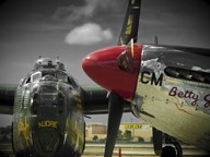WITCHCRAFT AND BETTY JANE! :  You can tour a World War II vintage Boeing B-17 (not pictured), a Consolidated B-24 Liberator, and a North American P-51 Mustang at the SLO County Regional Airport May 16 through 18. - PHOTOS COURTESY OF THE COLLINGS FOUNDATION