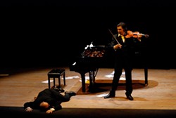 PHOTO COURTESY OF FESTIVAL MOZAIC CLASSICALLY UN-CLASSICAL:  Aldo Gentileschi (left, on the floor) and Brad Repp (right) make up the Italian musical comedy act Duo Baldo, who will perform as part of Festival Mozaic's Fringe Series, in their only U.S. appearance this year. - PHOTO COURTESY OF FESTIVAL MOZAIC