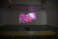 FACE OF DEATH:  Kevin Hanley&rsquo;s &ldquo;On Another Occasion&rdquo; starts out as a blurry mass of color and then, ever so slowly, focuses into a - clear image of a very dead looking Fidel Castro. - PHOTO BY KAORI FUNAHASHI