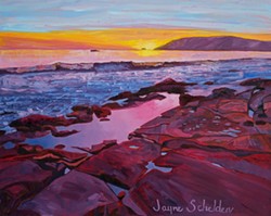 BEFORE SUNSET:  Jayne Schelden&rsquo;s latest exhibit explores local landscapes with vivid colors, as seen in 'Palisades Sunset.' - IMAGE BY JANE SCHELDEN