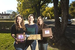 SWEET IDEA :  Yoga instructors (left to right) Eva Klembarova, Valerie Mantzoros, and Cindy Toda also make cookies sold as healthy alternatives to everyday dessert or snack fare. - PHOTO BY STEVE E. MILLER