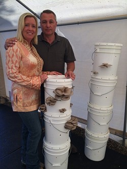 FUNGAL COUPLE:  Jiri Pravec and his wife, Lisa, grow with robust oyster mushrooms on their Edna Valley farm. Pravec&rsquo;s labor of love, Arboreal Bounty Fine Gourmet Mushrooms, is ready to ramp into full production before summer&rsquo;s end. - PHOTO COURTESY OF JIRI PRAVEC