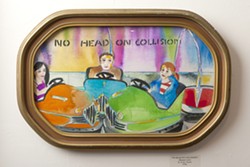 HEAD-ON :  Deceptively sweet watercolorist Tracy Taylor&rsquo;s work distills the essence of the fair into this series. Pictured is No Head On Collision. - PHOTO BY STEVE E. MILLER