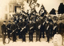 THEN AND NOW :  The 136-year-old SLO County Band, as it was and as it is today, plays the Dallidet Abode and Gardens on Aug. 8. - PHOTO COURTESY OF THE SLO COUNTY BAND