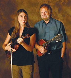 THE GREEN SMILE :  Three-time Junior Scottish Fiddling Champion Athena Tergis (left) joins National Endowment of the Arts National Heritage Award winner Mick Moloney on March 21 at St. Benedict&rsquo;s Church for a traditional Irish music concert. - PHOTO COURTESY OF MICK MOLONEY