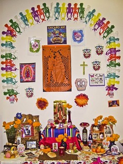 IF YOU BUILD IT, THEY WILL COME:  he Mexican-American Scholarship Cultural and Recreation Association holds a Dia de los Muertos exhibition at the Santa Maria Town Center, which includes the vibrant altars built to memorialize the departed. - PHOTO COURTESY OF MASCARA