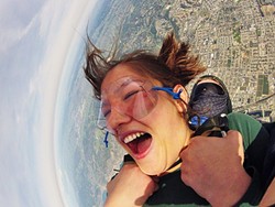A BIRD&rsquo;S EYE VIEW:  Tatiana Vine jumps from 10,000 feet with Skydive Pismo Beach. - PHOTO COURTESY OF TATIANA VINE