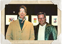 CONNECTION:  Steve Moss (left) and Glen Starkey laugh during an art exhibit opening in Cambria in 2004. - FILE PHOTO