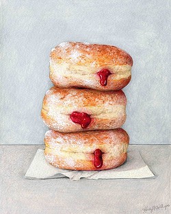 OOZING WITH SWEETNESS:  Kendyll Hillegas brings a stack of luscious doughnuts to life in Jelly+Donuts. - IMAGE COURTESY OF KENDYLL HILLEGAS