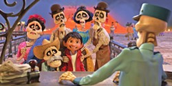 GONE BUT NOT FORGOTTEN After accidently crossing over to the Land of the Dead, Miguel (Anthony Gonzalez, center) gets help from his deceased family members to return to the land of the living. - PHOTO COURTESY OF PIXAR ANIMATION STUDIO AND WALT DISNEY PICTURES