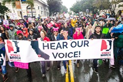 PEOPLE POWER 2017 was a banner year for protests and rallies, with the SLO Women's March in January drawing between 7,000 and 10,000 people. - FILE PHOTO BY JAYSON MELLOM