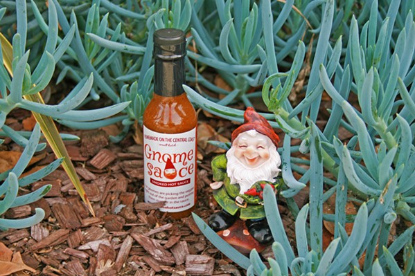 SMOKIN' No, the gnomes didn't really make it. Actually, Gnome Sauce creator Jane Hian can take credit for crafting the first smoked hot sauce on the Central Coast. - PHOTO BY HAYLEY THOMAS CAIN