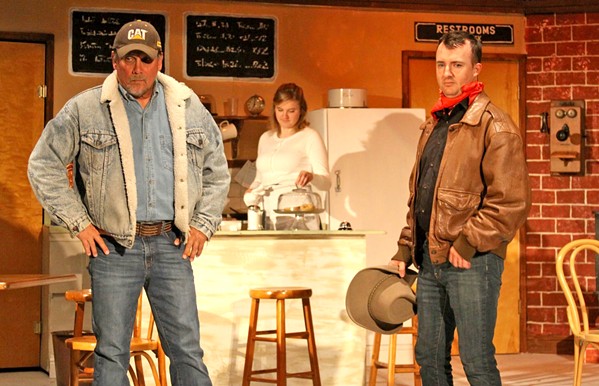 LOOKING FOR TROUBLE Cowboy Bo (Sean McCallon, right) with buddy Virgil (Frank Moe) is after a girl who just doesn't want to marry him in Bus Stop.  - PHOTO COURTESY OF THE CAMBRIA CENTER FOR THE ARTS