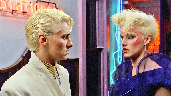 TWINSIES! Anne Carlisle stars as both Jimmy (left), a cocaine-addicted androgynous fashion model, and Margaret, his equally androgynous bisexual nymphomaniac nemesis fashion model. - PHOTO COURTESY OF Z FILMS INC.