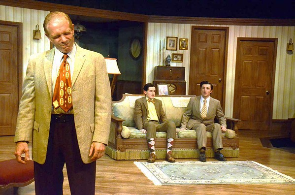 HARD TIMES After incurring debt caring for his dying wife, Eddie (Gregg Wolff, left) must leave his two sons, Arty (Phineas Peters) and Jay (Elliot Peters), with his stern, estranged mother so he can work as a traveling salesman. - PHOTO COURTESY OF JAMIE FOSTER PHOTOGRAPHY