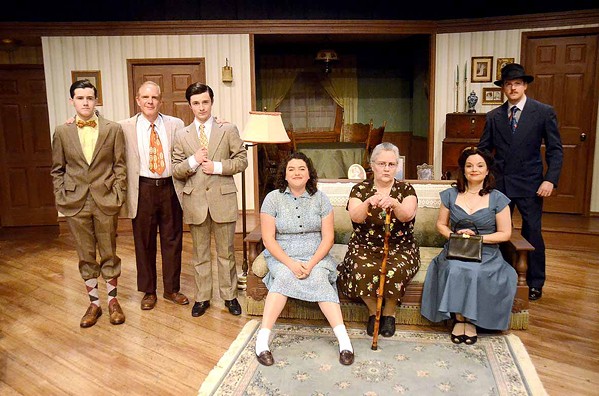 DYSFUNCTIONAL The pain and distance between family members and their matriarch is exposed when two teens come to live with their grandmother. From left to right: Arty (Phineas Peters), Eddie (Gregg Wolff), Jay (Elliot Peters), Bella (Kerry DiMaggio), Grandma (Patty Thayer), Gert (Jackie Hildebrand), and Louie (Mike Fiore). - PHOTO COURTESY OF JAMIE FOSTER PHOTOGRAPHY