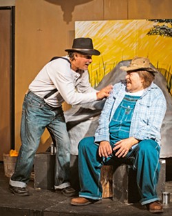 WORLD WEARY Frank Moe (left) and Rick Bruce (right) play George and Lenny, respectively, the two main characters in By the Sea Productions' take on the John Steinbeck classic, Of Mice and Men. - PHOTO COURTESY OF IAIN MACADAM
