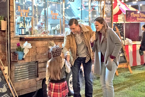 BEFORE THE STORM Riley North (Jennifer Garner, right) spends one last moment with her family&mdash;husband Chris (Jeff Hephner) and daughter Carly (Cailey Fleming)&mdash;before they're murdered, starting her on a path to vengeance. - PHOTO COURTESY OF LAKESHORE ENTERTAINMENT