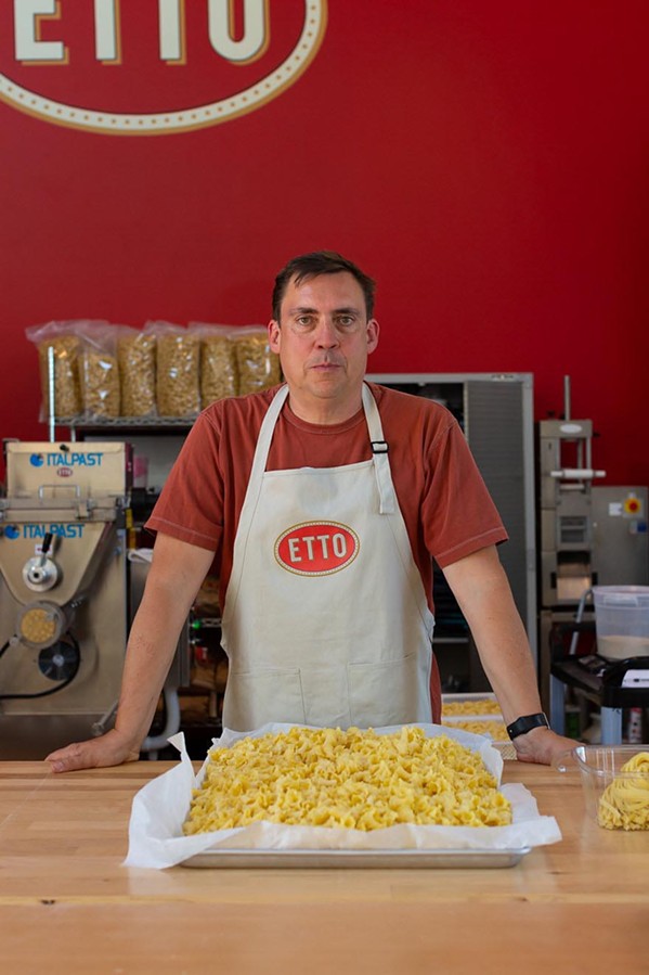 HOLY MACARONI Etto owner Brian Terrizzi is splitting his focus between an old and new love: The first, his winery, Giornata, and second, his pasta factory, Etto, which opened about six months ago in Tin City. Both are inspired by Italian artistry and both work quite well when paired together. - PHOTO COURTESY OF LEILA SAPPA