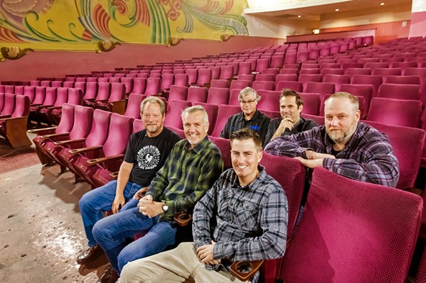 PARTNERS IN RHYME Music industry insiders (front row, left to right) Bruce Howard, JG King, Thomas Cussins, (second row, left to right) Bill Gaines, Taylor Stevens, and Dan Sheehan are The Fremont Entertainment Group, LLC, which now operates the Fremont Theater. - PHOTOS BY JAYSON MELLOM