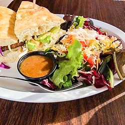 SO FRESH AND SO CLEAN Menu items at the Sidewalk Caf&eacute; in the Arroyo Grande Village are made to order from scratch&mdash;and you've got options. For instance, this hot Ahi Whaler sandwich came with a choice of fries, salad, or coleslaw. - PHOTOS COURTESY OF KACEY COLLINS