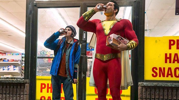 SUPER Newly minted DC superhero Shazam (Zachary Levi, right) tests out his new powers with his foster brother, Freddy (Jack Dylan Grazer), in Shazam! - PHOTO COURTESY OF WARNER BROS. AND DC ENTERTAINMENT